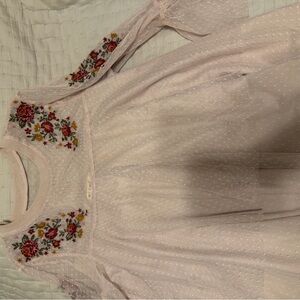 Floral Embroidered Boho Shirt- Pink